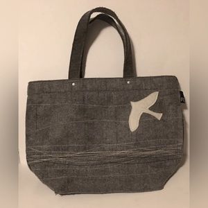 Rootote Gray With Seagull Paper Airplane Tote Shopper Bag MCM Style Grey Retro